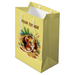 Cute unisex baby lion customizable medium gift bag
