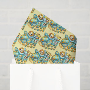 Cute unisex baby shower animal train tissue paper