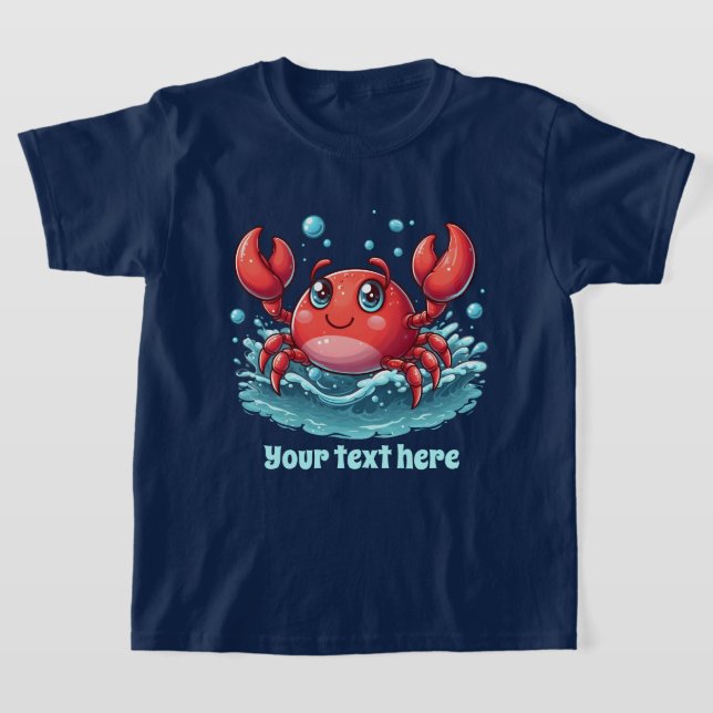 Cute unisex beach crab add text  T-Shirt (Laydown)