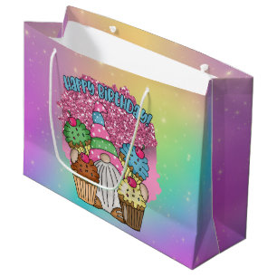 cute unisex Birthday gnome  Large Gift Bag