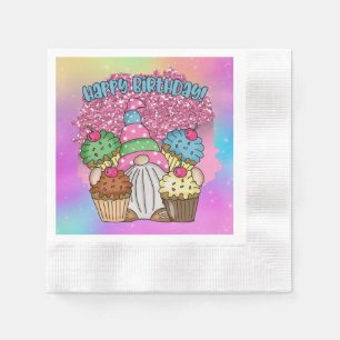 cute unisex Birthday gnome  Napkin