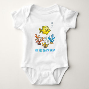 cute unisex first Beach trip  Baby Bodysuit