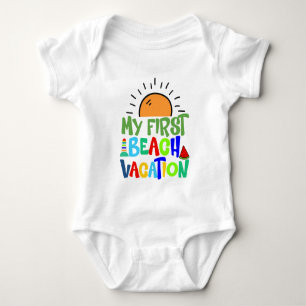 cute unisex first beach vacation  baby bodysuit