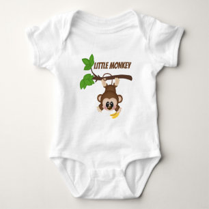 Cute unisex jungle monkey add name baby bodysuit