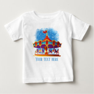 cute unisex kids carousel add text baby T-Shirt