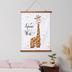 cute unisex kids Nursery giraffe Hanging Tapestry