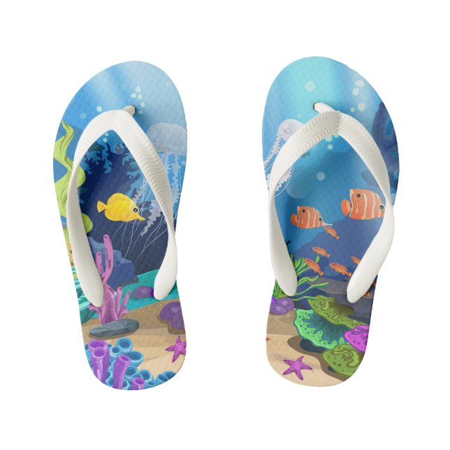 Cute unisex ocean fish Kid's  Flip Flops (Footbed)