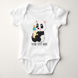cute unisex Panda bear add text Baby Bodysuit
