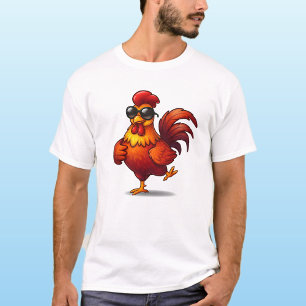 Cute Unisex T-Shirt with Funny Rooster Wearing