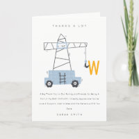 Cute Urban Construction Crane Boy's Baby Shower