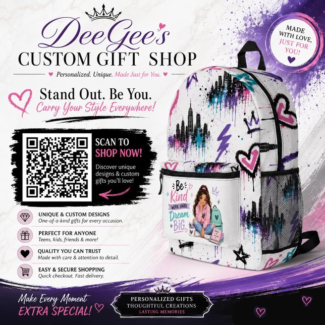 Cute Urban Graffiti Backpack for Girls (Creator Uploaded)