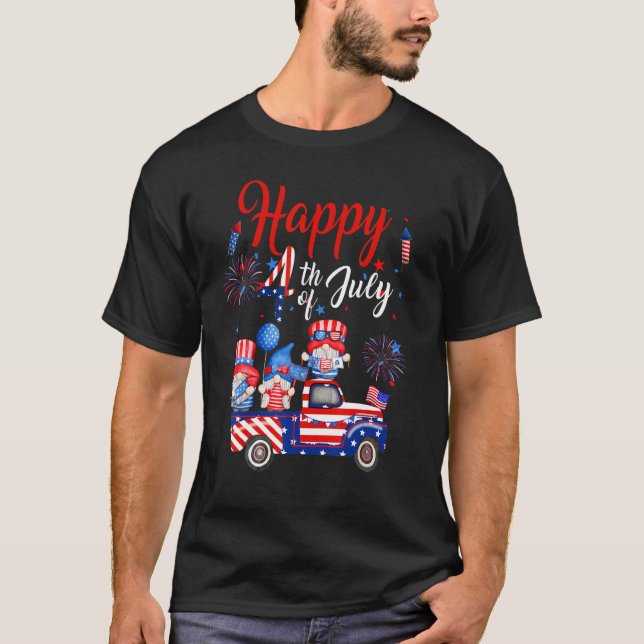 Cute Us Flag Firework Three Gnomes Independence 4t T-Shirt (Front)