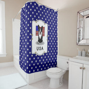 Cute USA American Flag Boston Terrier Dog (black)