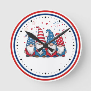 Cute USA American Gnomes Cartoon-68123 Round Clock