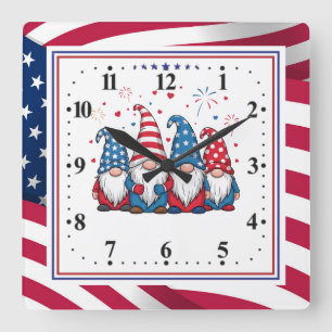 Cute USA American Gnomes Cartoon-68123 Square Wall Clock