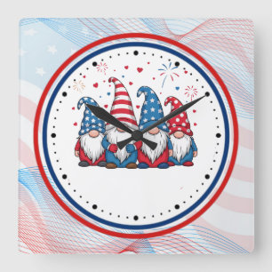 Cute USA American Gnomes Cartoon-68123 Square Wall Clock