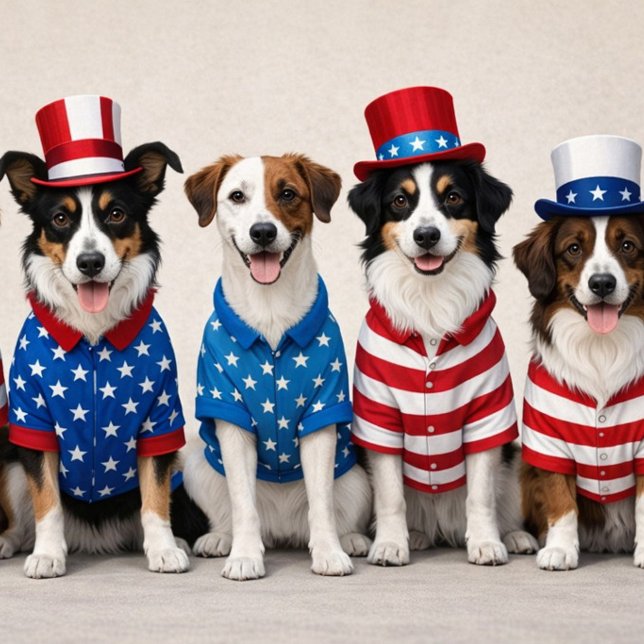 Cute USA Dogs American Card ("Star, stripes, and wagging tails")