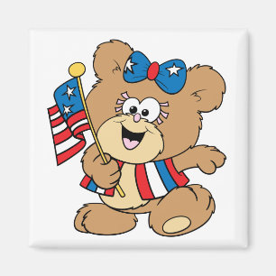 cute USA patriotic girl teddy bear design Magnet