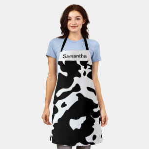Cute Vache Imprimer noir et blanc Tablier personna