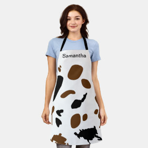 Cute Vache Imprimer noir Tablier personnalisé