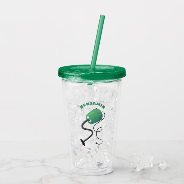 Cute vacuum cleaner cartoon humour acrylic tumbler (Back Ice)