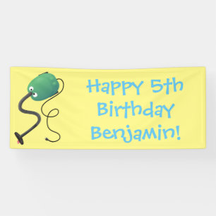 Cute vacuum cleaner cartoon humour banner