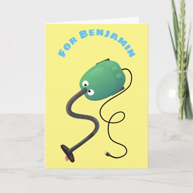 Cute vacuum cleaner cartoon humour card (Front)
