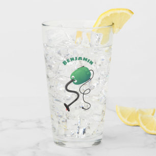 Cute vacuum cleaner cartoon humour glass