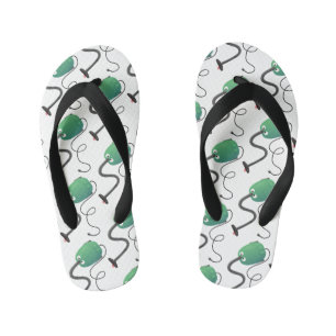 Cute vacuum cleaner cartoon humour kid's flip flops