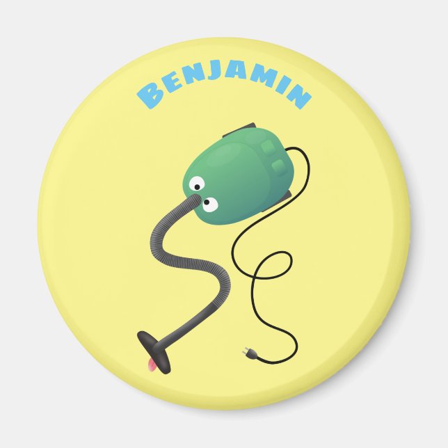 Cute vacuum cleaner cartoon humour magnet (Front)