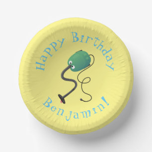 Cute vacuum cleaner cartoon humour paper plate