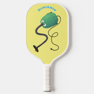 Cute vacuum cleaner cartoon humour pickleball paddle