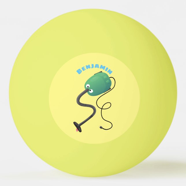 Cute vacuum cleaner cartoon humour ping pong ball (Front)