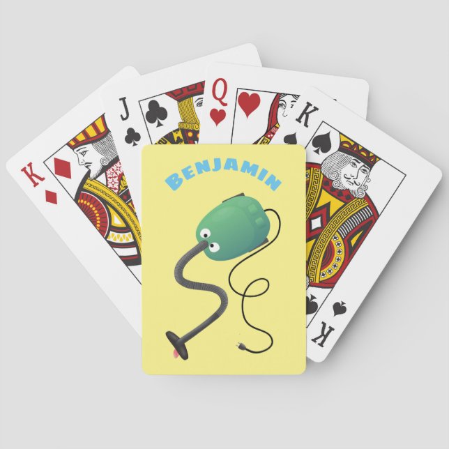 Cute vacuum cleaner cartoon humour playing cards (Back)