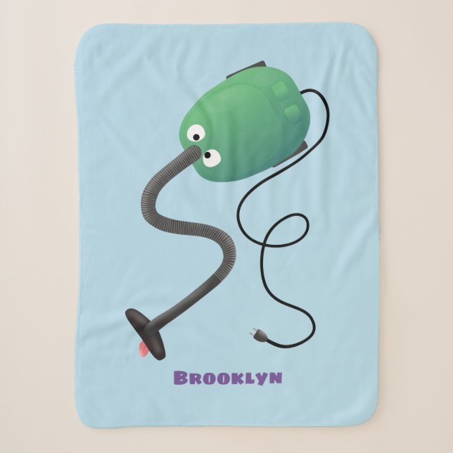 Cute vacuum cleaner cartoon humour  sherpa blanket (Front)