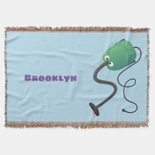 Cute vacuum cleaner cartoon humour throw blanket
