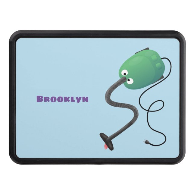 Cute vacuum cleaner cartoon humour trailer hitch cover (Front)