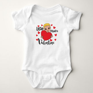 Cute Valentine Boy Holding Heart Gift Art for Kids Baby Bodysuit
