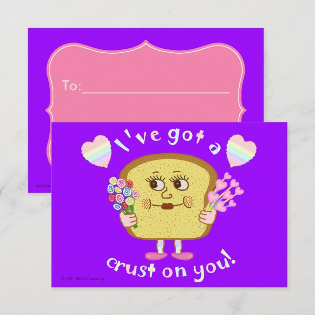 Cute Valentine Bread Pun Kids Classroom Invitation (Front/Back)