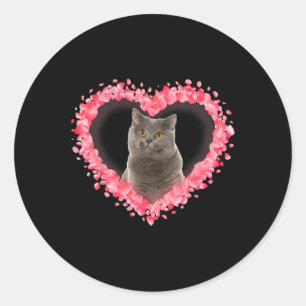 Cute Valentine Cat Heart Gift 2 Cat Lovers Girl Bo Classic Round Sticker