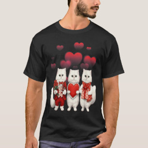 Cute Valentine Cats Holding Hearts Romantic Love G T-Shirt