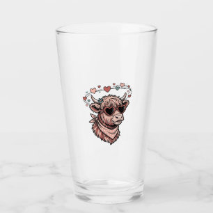 Cute Valentine Cow Vintage Engraving Heart Glasses