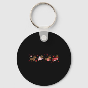 Cute Valentine Dachshund Cupid Puppy Dog Mom Dad M Keychain