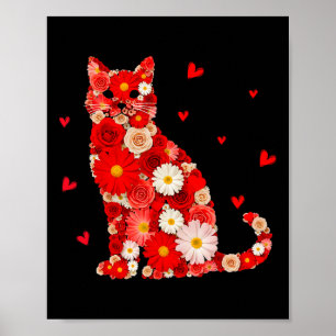 Cute Valentine Day Funny Girls Cat Valentines Day Poster