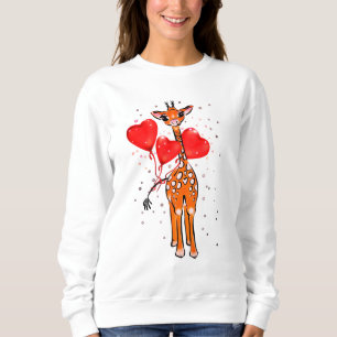 Cute Valentine day giraffe heart balloons Sweatshirt