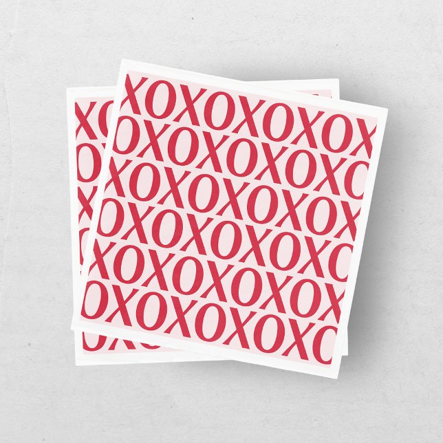 Cute Valentine Day XOXO Red And Pink Napkin (Creator Uploaded)