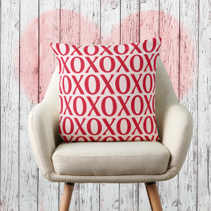 Cute Valentine Day XOXO Red And Pink Throw Pillow
