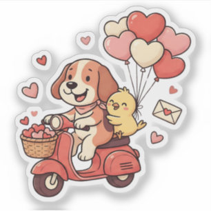 Cute Valentine Dog Scooter Heart Balloons Custom 