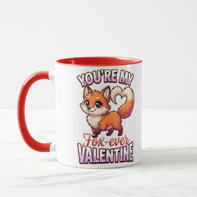 Cute Valentine Fox – You’re My Fox-Ever Valentine Mug (Left)