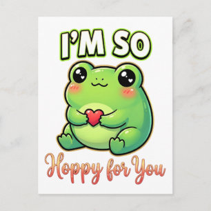 Cute Valentine Frog – I’m So Hoppy for You Postcard